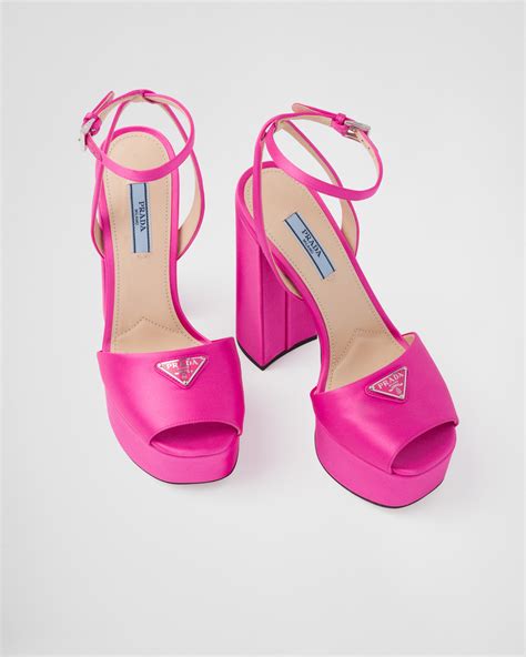 pink prada platform heels|Prada satin platform heels.